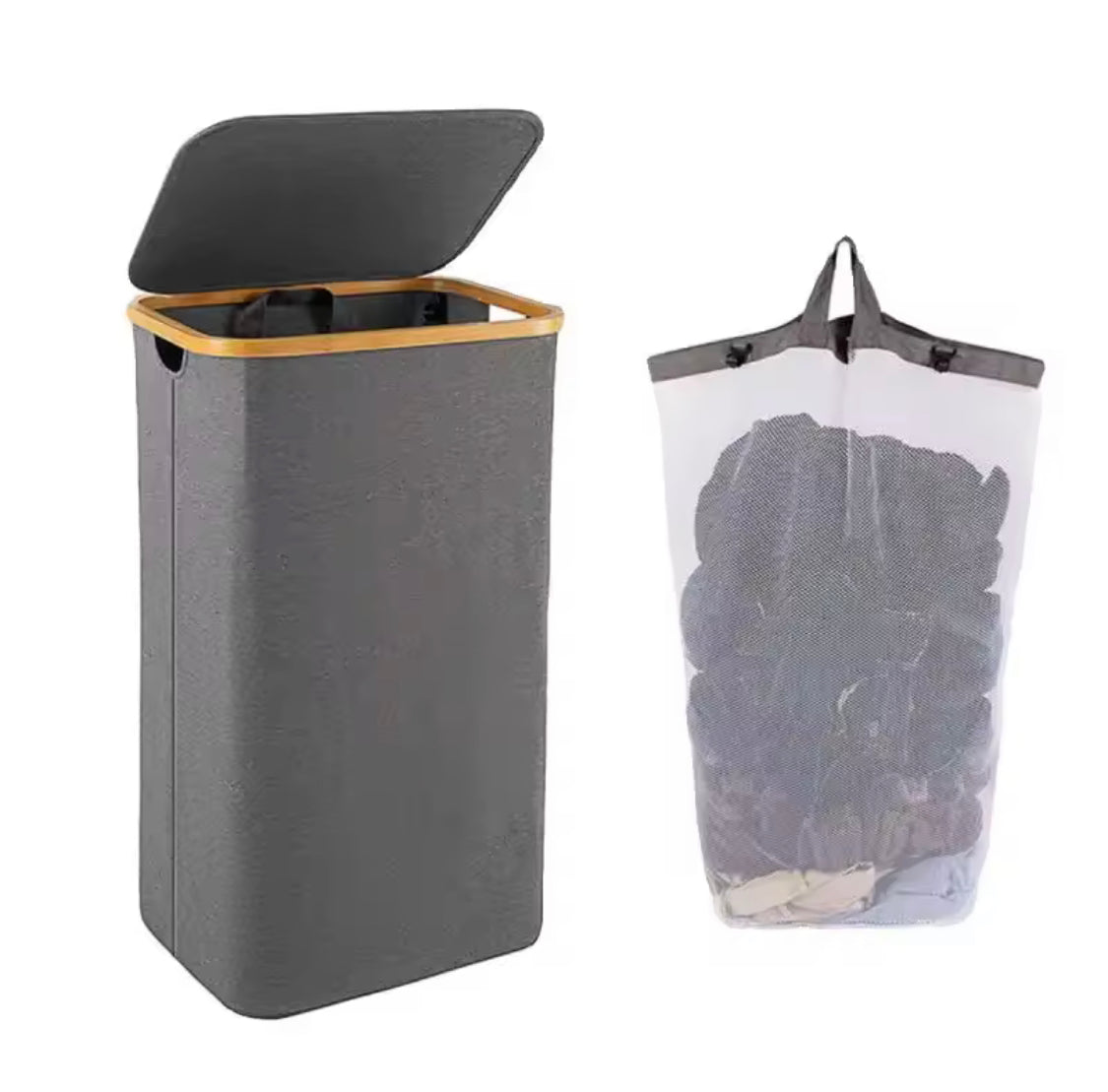 Foldable Laundry Basket With Lid, Bamboo Laundry Basket With Inner Bag, Bedroom Storage Box, Bathroom Dirty Clothes Basket Foldable Laundry Basket With Lid, Bamboo Laundry Basket With Inner Bag, Bedroom Storage Box, Bathroom Dirty Clothes Basket